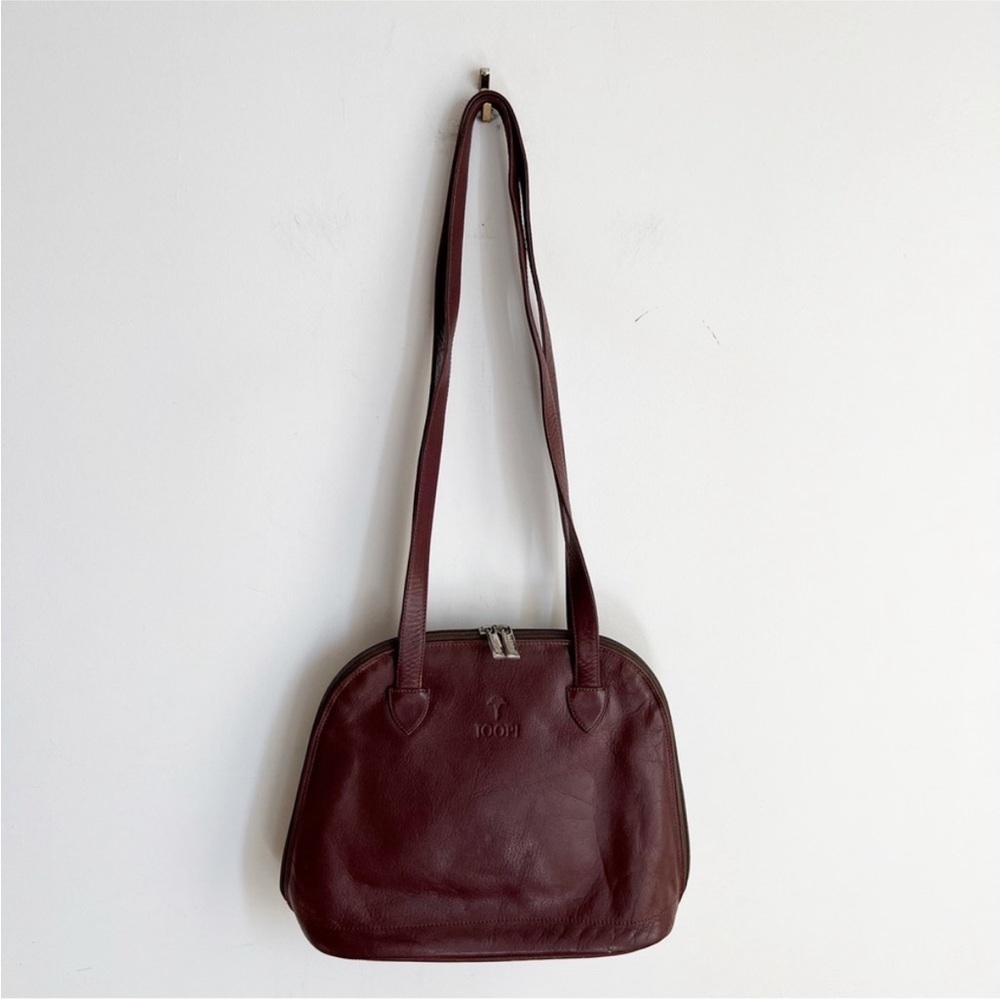 Vintage JOOP Brown Leather Shoulder Bag Full Zip Silver Hardware - Picture 3 of 15